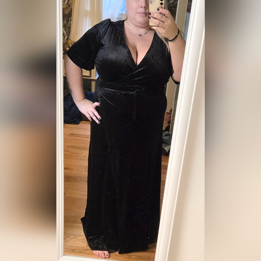 Black Velour Wrap Dress